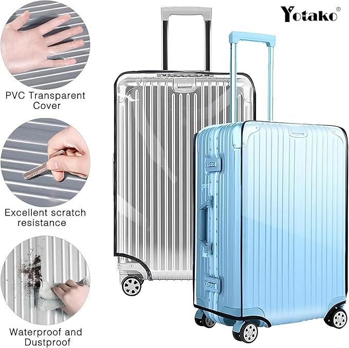 Yotako Clear PVC Suitcase Cover Protectors 24 Inch Luggage Cover for Wheeled Suitcase 24''