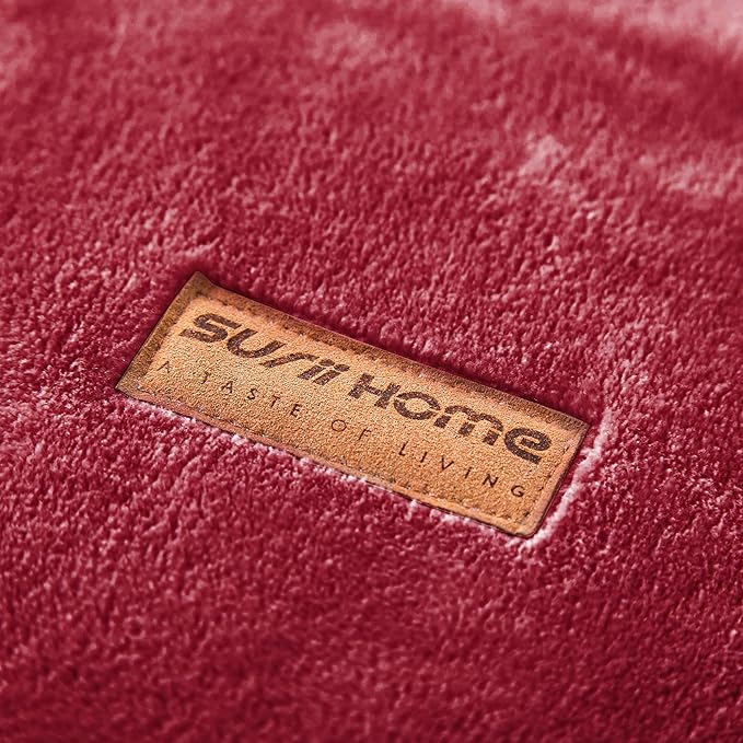 Surii Home Luxury Microfiber Flannel Blanket, Super Soft, Warm, Cozy, Fluffy, and Breathable, Perfect Throws for Bed, Couch, Sofa, for All Season Use. 350GSM Queen Size 90x90 Inches(Burgundy)