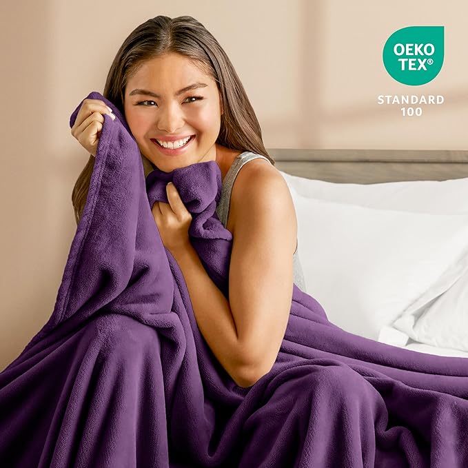 Bare Home Fleece Blanket - Twin/Twin Extra Long - Ultra-Soft Lightweight for Bed, Sofa, and Couch - Luxury Microplush - Cozy Warm Blanket (Twin/Twin XL, Plum)