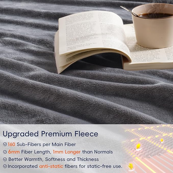PHF Oversized King Fleece Blanket 120"x120", No Shed No Pilling Big Soft Blanket, Extra Large 10'x 10' Lightweight for Bed, Sofa Travel and Camping, Suitable for All Season, Grey