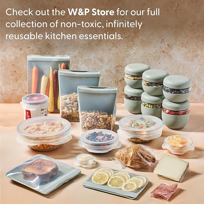 W&P Porter Ceramic Bowl Lunch Container w/ Protective Non-slip Exterior, Mint 1 Liter | Lid & Snap-tight Silicone Strap | Food Storage, Bento Box, Meal Prep | BPA-Free Ceramic