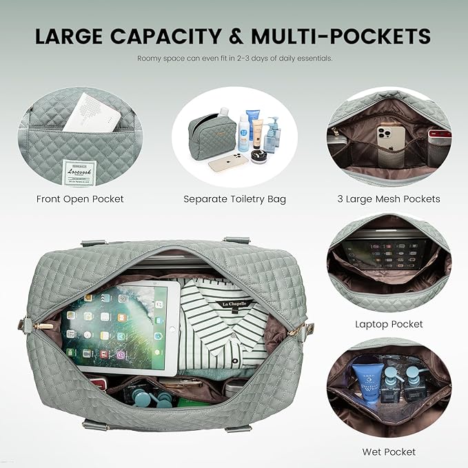 LOVEVOOK Travel Duffle Bag,Weekender Bags for Women with Shoe Compartment，Carry on Overnight Bag with Toiletry Bag,Gym Duffel Bag with Wet Pocket, Hospital Bags for Labor and Delivery