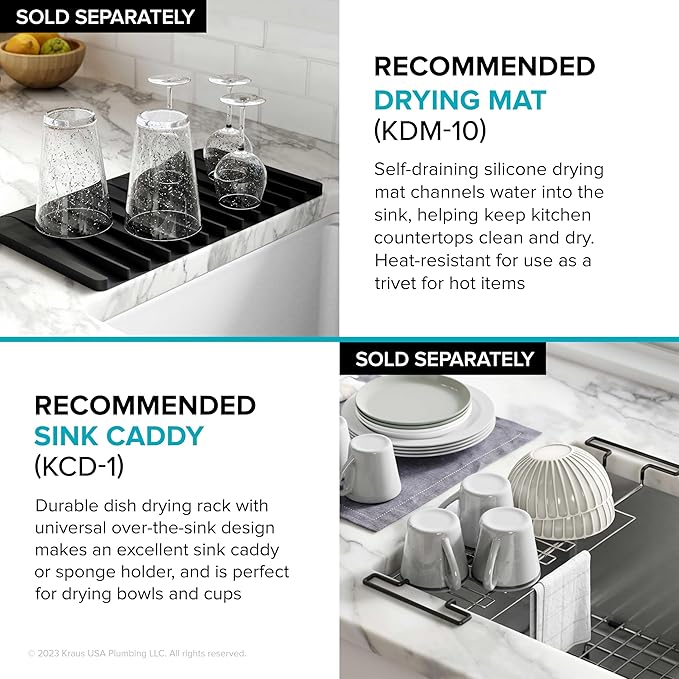 KRAUS Kore 23-Inch Undermount Workstation 16 Gauge Single Bowl Stainless Steel Kitchen Sink with Accessories, KWU111-23