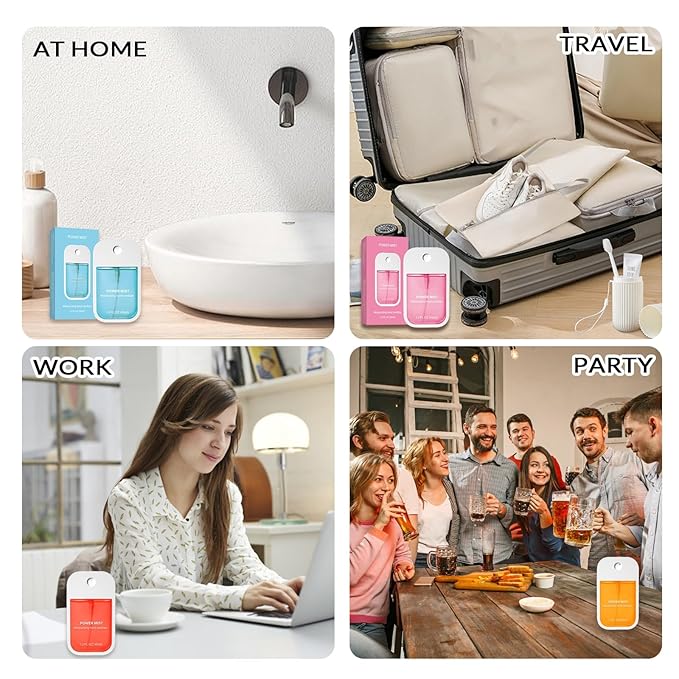 Power Mist Hydrating Hand Sanitizer Spray, Portable Travel-Size Hand Sanitizer Spray, 500-Sprays Each，Suitable for Both Adults and Children (Strawberry)