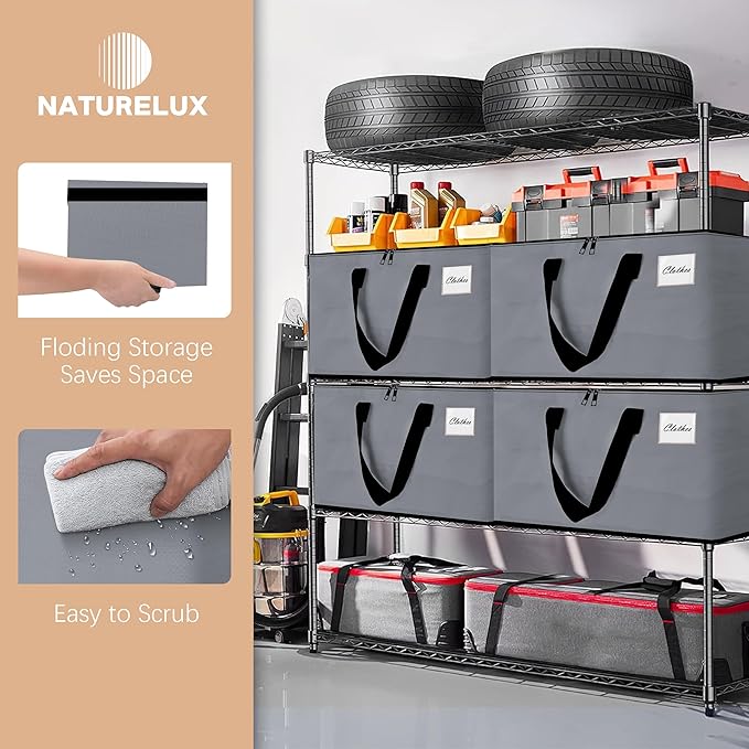 Heavy Duty Moving Bags - Extra Large Packing Bags and Storage Totes, Collapsible and Foldable Option for Moving and Storage, Grey, 125 L - 18 Pack