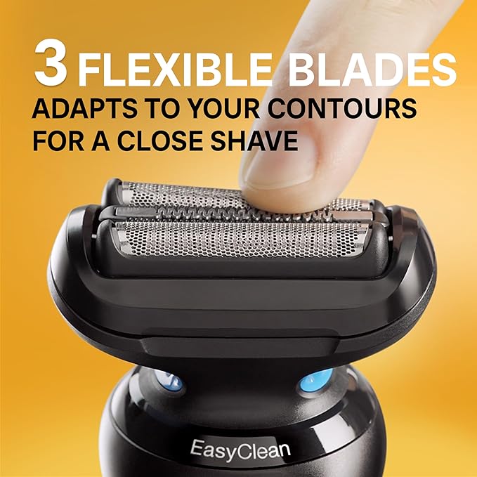 Braun Electric Shaver for Men, Series 5 5150cs, Wet & Dry Shave, Turbo Shaving Mode, Foil Shaver, with Beard Trimmer, Body Groomer and Charging Stand, Blue