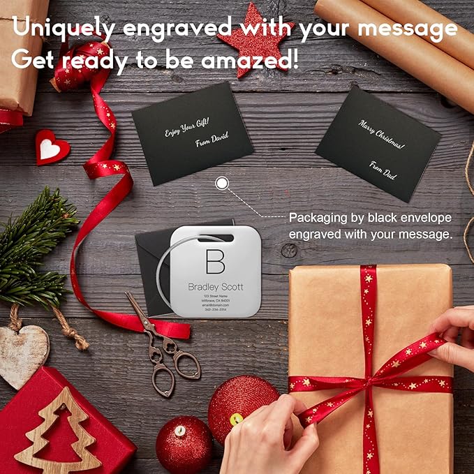 Customized Stainless Steel Luggage Tags: Personalize Your Suitcases, Backpacks, and Bags with Your Text (Silver)