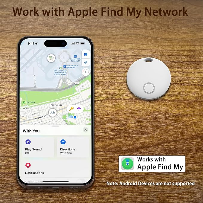 Air Tracker Tags [Apple MFi Certified] (iOS Only), Smart Bluetooth Tracker, Compatible with Apple Find My, Item Locator for Keys, Luggage, Wallet, Suitcase, Bags, IP67 Waterproof