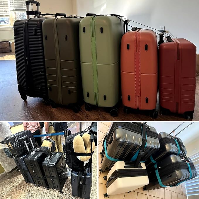 2Pack Luggage Straps for Suitcases, Travel Connector for Carry On Bag, Add Bag to Connect Two Suitcases, Adjustable Belt Attachment Accessories for Connect Your 3 Luggages, Yellow