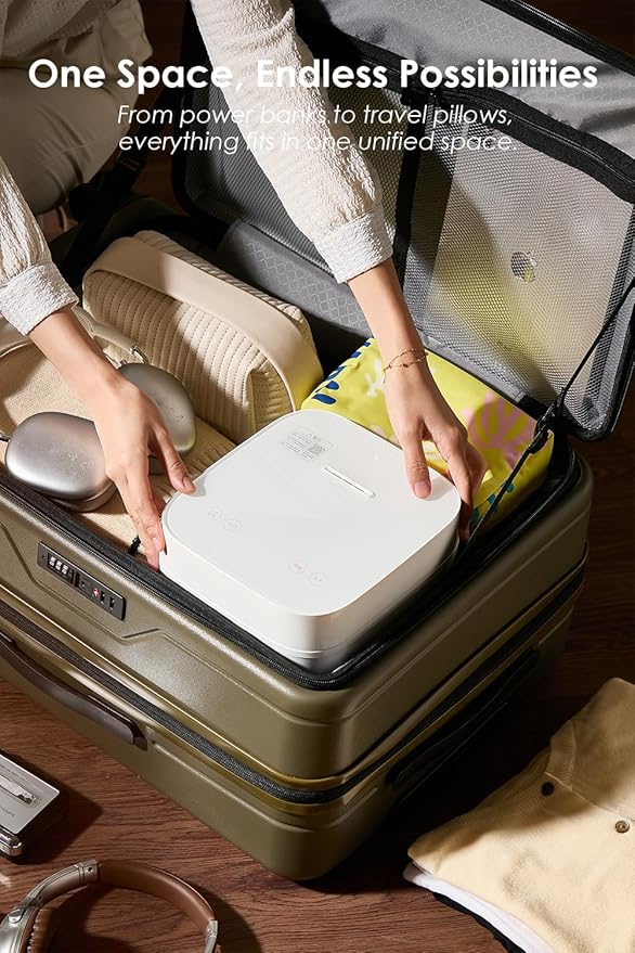 HotWay 28 Inch Expandable Front Opening Checked Luggage with Cup Phone Holder and USB Port, Lightweight Hardshell Suitcase with Wheels and TSA Aproved Locks