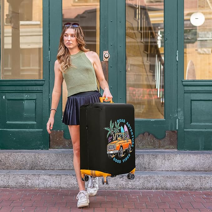 HYPER VENTURE Washable Luggage Cover - Fashion Suitcase Protector Fits 18-22 Inch Luggage (Road Adventure, S)