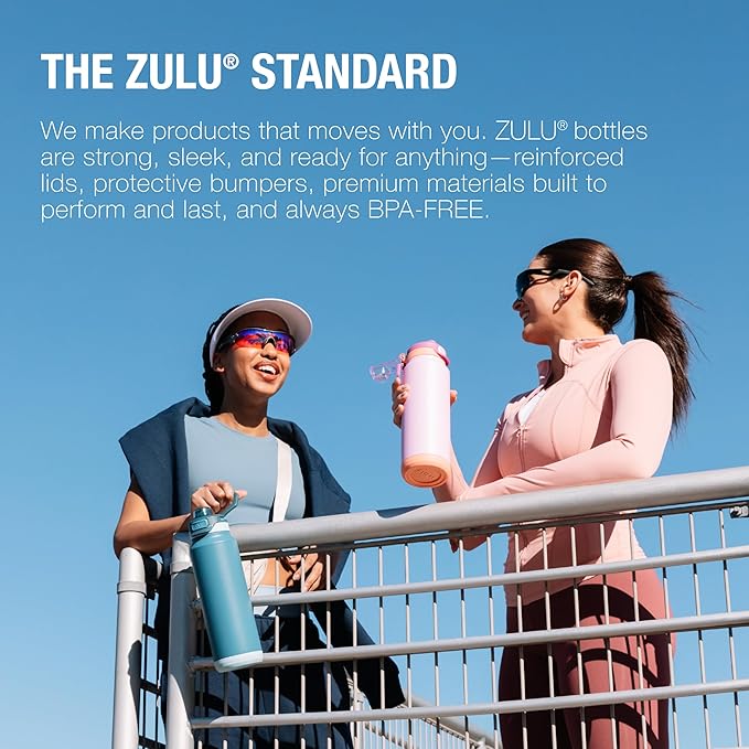 ZULU Powerfill Pro 64oz Half Gallon Stainless Steel Water Bottle with Quick Fill Lid, Triple Walled Vacuum Insulated Metal, Leak Proof Locking Lid, Sip and Chug, Reusable BPA Free, White Monochrome