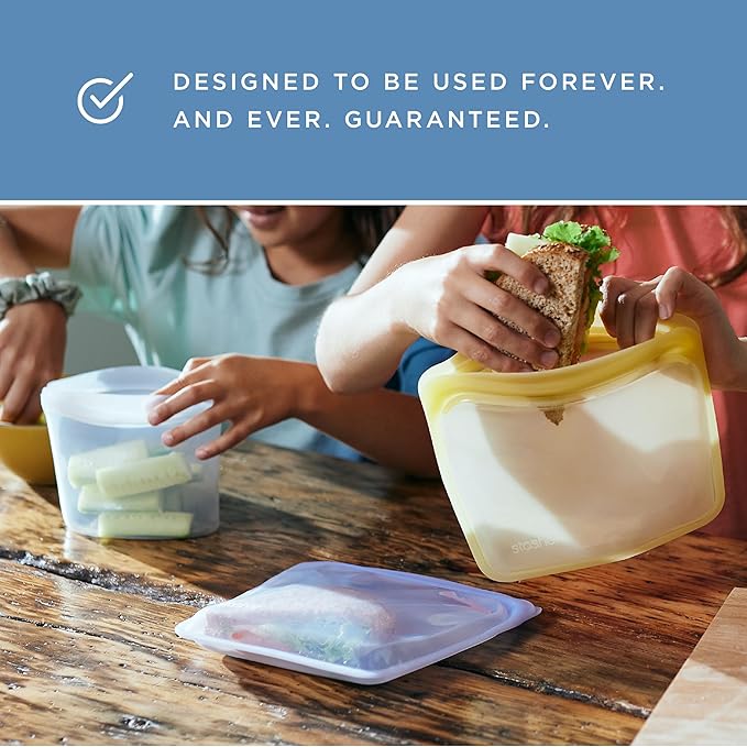 Stasher Premium Silicone Reusable Food Storage Stand-Up Mid Bag, Pink, Microwave, Sous Vide, Dishwasher, Oven and Freezer Safe, BPA Free, Leak-free, Eco-friendly, 56 Oz