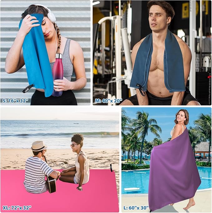 BOGI Microfiber Travel Sports Towel-Quick Dry Travel Towel,Soft Lightweight Absorbent Compact Sports Towel for Camping Gym Beach Bath Yoga Swimming Backpacking (M:40''x20''-AGreen)