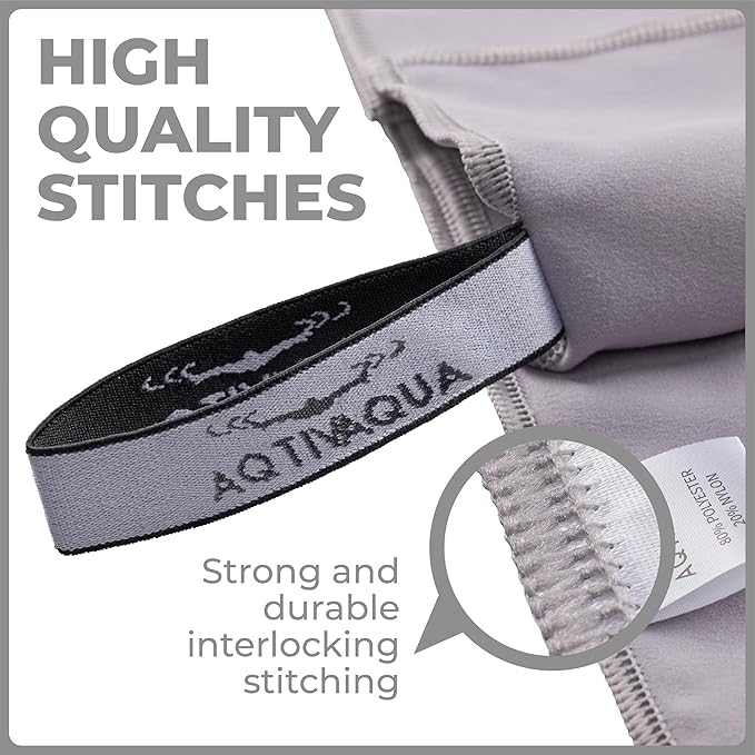AqtivAqua Quick Dry Towel - Lightweight Microfiber Travel Towel w/Bag - Fast Drying Towel Set for Camping, Beach, Pool, Gym, Backpacking, Sports, Yoga & Swim Use, Hiking (Gray, L:30"x60")