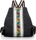 Goodhan Women Canvas Backpack Daypack Casual Shoulder Bag, Vintage Heavy-duty Anti-theft Travel Backpack Grey Black 2
