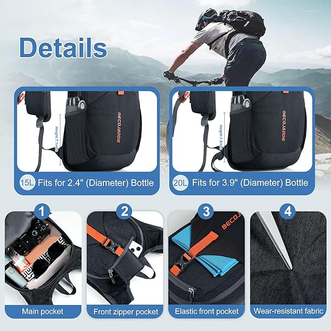 20L Small Hiking Backpack for Men Women Foldable Packable Back Pack Ultralight Hiking Daypack for Travel Camping Outdoor, Black