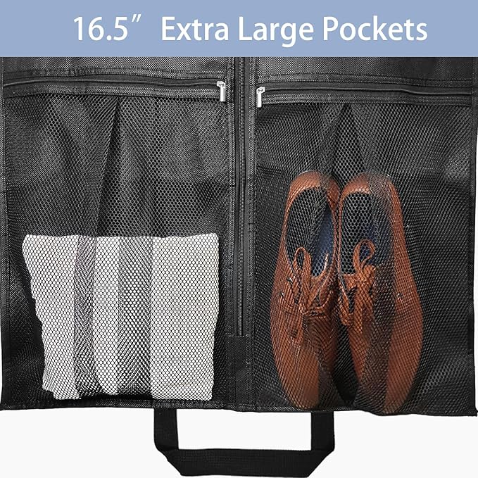 8" Gusseted Heavy Duty Garment Bags for Travel 43"" Suit Bags for Closet Storage Hanging Clothes Bag with Pockets Mens Suit Holder for Shirts, Coats, Dresses, 3 Pack