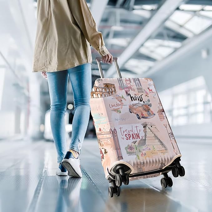 Travel Luggage Cover Suitcase Protector Fits 18-32 Inch Wheel Covers PatternedTravel Related Items Flower Luggage Protector Elastic M