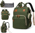 Diaper Bag with Changing Station, Waterproof 3 in 1 Baby Diaper Backpack with Foldable Changing Pad, Large Travel Back Pack for Girl Boy, Green