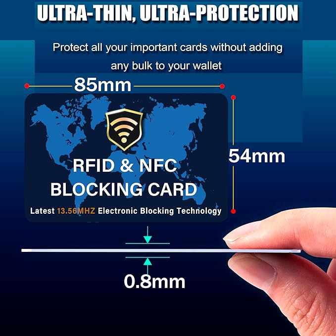 SaiTech IT 5 Pack RFID Blocking Card NFC Contactless Debit/Credit Card ATM Passport Protector ideal for Men & women slim with World map design perfectly fit in wallet - Blue