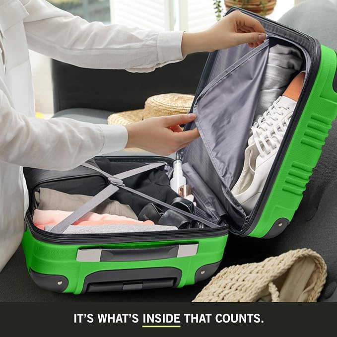Kenneth Cole REACTION Out of Bounds Lightweight Hardshell 4-Wheel Spinner Luggage, Kelly Green, 28-Inch Checked