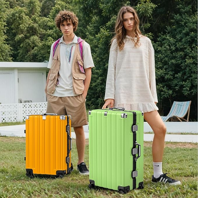Krute Large Luggage 28 inch Zipperles Suitcase With Spinner Wheels USB Charger Hardside PC Aluminum Frame Luggages Checked Suitcases with TSA Lock (1 Piece)