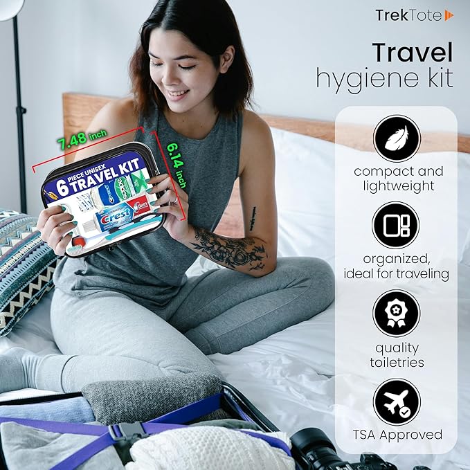 Trektote 6-Piece Travel Size Toothbrush and Toothpaste Set (100 pack) - TSA Approved Toothbrush Travel Kit - Includes Toothpaste and Mouthwash - Dental Oral Care Kit
