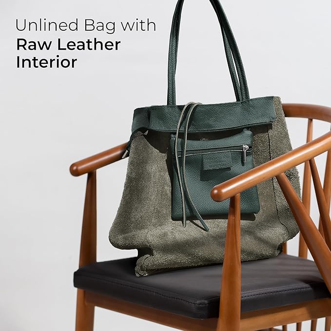 Italian Calf Leather Tote for Women with Zipper, Inner Pocket & Flat Base | Soft Unlined Shopper for Work & Travel