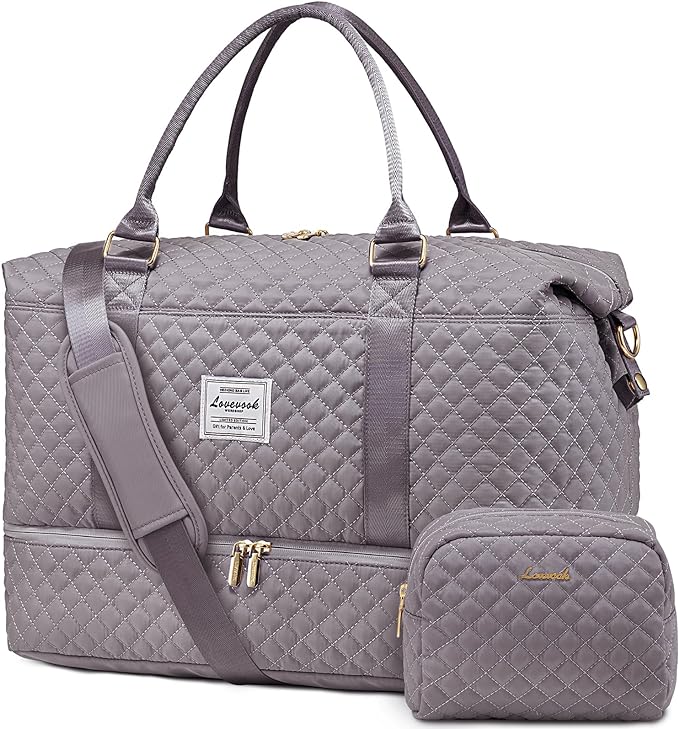 LOVEVOOK Travel Duffle Bag,Weekender Bags for Women with Shoe Compartment，Carry on Overnight Bag with Toiletry Bag,Gym Duffel Bag with Wet Pocket, Hospital Bags for Labor and Delivery