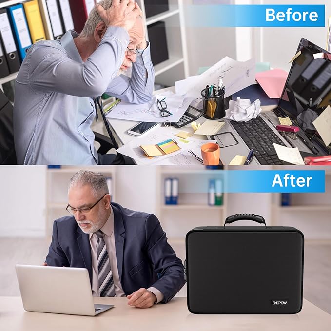 ENGPOW File Organizer Bag with 13 Pocket Accordion File Folder, Fireproof Document Organizer with Lock& Labels,Multi-Layer Portable Home Travel Safe Storage Box for Important Documents,Files and More