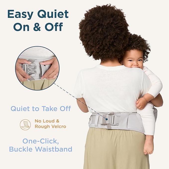 Ergobaby Lift Ergonomic Baby Hip Seat Carrier with Storage, Comfortable Wide Waistbelt and Lumbar Support (17lbs - 45lbs) - Anti-Slip Toddler Carrier - Onyx Black