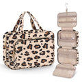 Wedama Toiletry Bag for Women, Medium Cosmetic Travel Bag, Hanging Toiletry Bag for Bathroom, PVC Waterproof Makeup Bag, Toiletries Bag for Travel Business Trips and Camping, Leopard Print