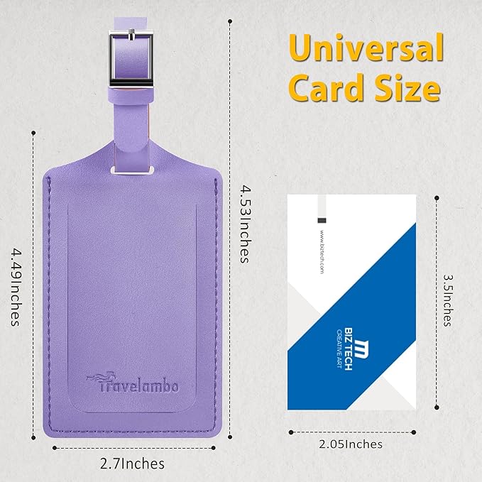 Travelambo Luggage Tags for Suitcases Faux Leather Privacy Protection 20 Pack Bag Tags Travel Accessories Essential, Classic Purple