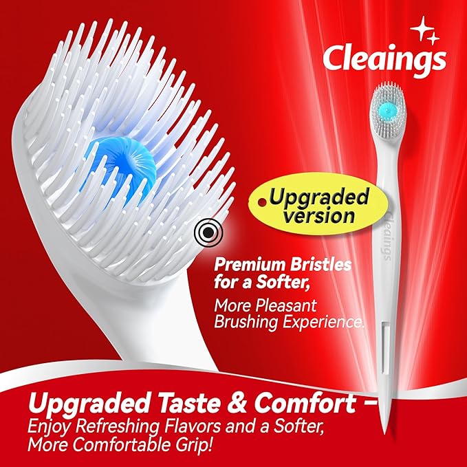 cleaings® Mini Disposable Toothbrush Set with Toothpaste – Travel Essentials, Portable Toothbrush for Women & Men, Camping, Road Trip, Vacation, 24 Count-Intense Mint Flavor（Pack of 5）