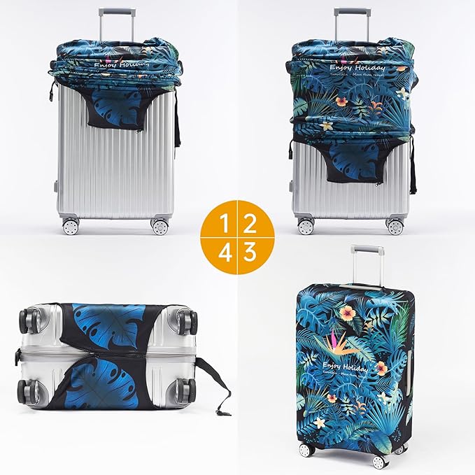Travelkin Luggage Covers For Suitcase Tsa Approved,Suitcase Cover Protector Fit 18-32 Inch Luggage (Paradise, L)