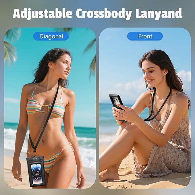 AiRunTech Universal Waterproof Phone Pouch, Beach Essential Accessories Protector iPhone Passport Money Sandproof,Swimming Sup Surfing Jetski Must Haves