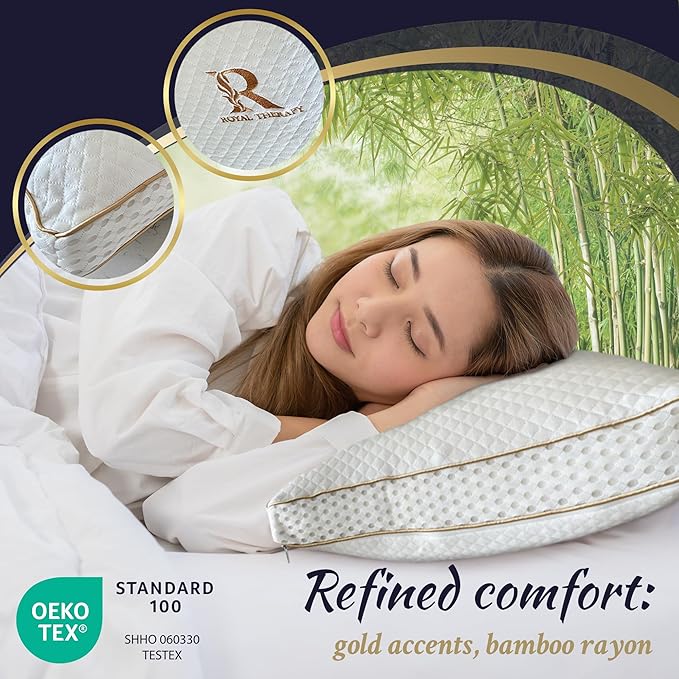 Royal Therapy 2-Pack King Memory Foam Pillow, Adjustable Shredded Odor-Free Pillow for Neck & Shoulder Pain Relief, Support for Back, Stomach, Side Sleepers, AirFlowPRO