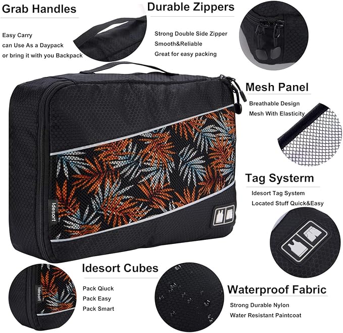 Packing Cubes Luggage Bags Organizer Durable Travel Accessories With Clothing Label