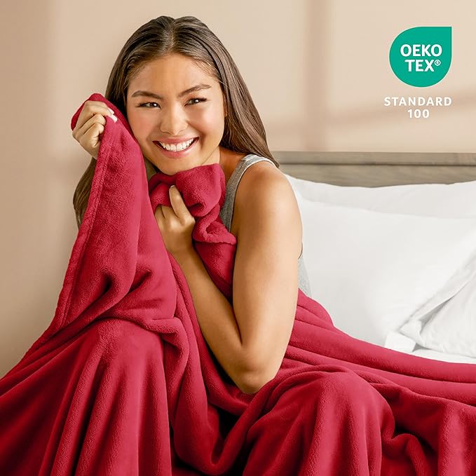 Bare Home Fleece Blanket - King Size - Ultra-Soft Lightweight for Bed, Sofa, and Couch - Luxury Microplush - Cozy Warm Blanket (King, Red)