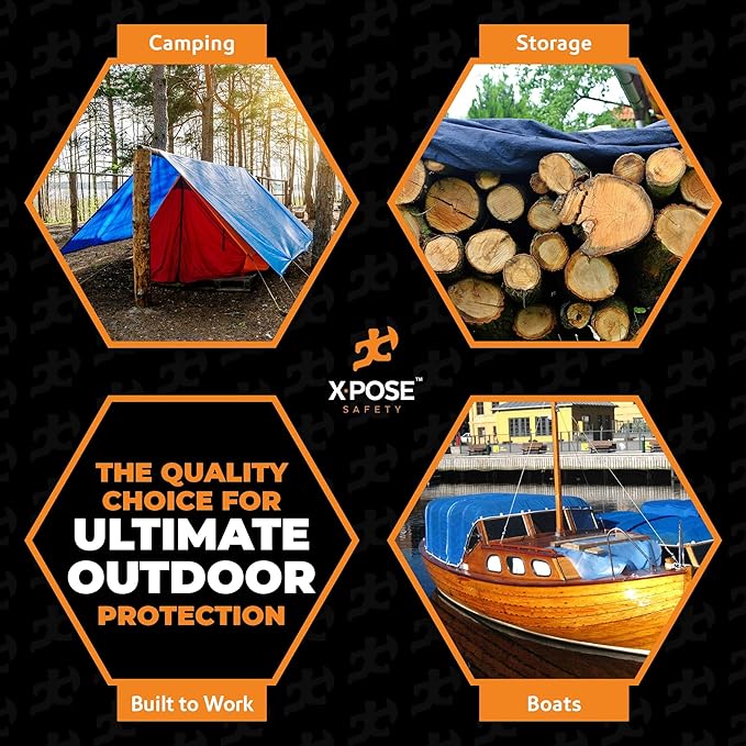 Better Blue Poly Tarp 12' x 18' - Multipurpose Protective Cover - Lightweight, Durable, Waterproof, Weather Proof - 5 Mil Thick Polyethylene - by Xpose Safety