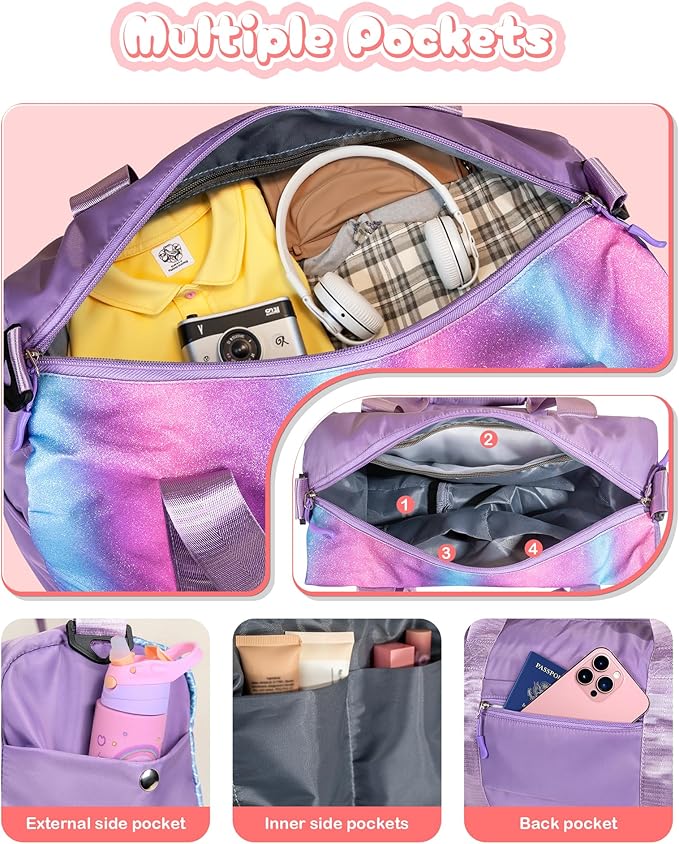 Daughter Birthday Gifts-Girl Gym Bag with Shoe Compartment, Kid Personalized Weekender Overnight Bags, Initial Travel Tote with Makeup Pouch, Graduation Gift for Girls (Letter Y)