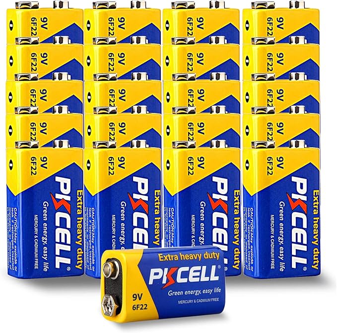 PKCELL 9V Dry Battery (100 Count)– Ultra Long-Lasting 9 Volt Carbon Zinc Battery, 3-Year Shelf Life, Leak-Proof 9V Battery for Smoke Detectors