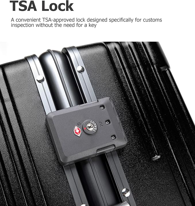 feilario 24in Aluminium Frame PC Hard Shell Spinner Wheels Luggage, Built-In TSA lock Carry on Suitcase, with Cup Holder, USB Port, Phone Holder ﻿