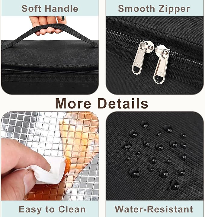 FlowFly Small Insulated Lunch box Portable Soft Bag Mini Cooler Thermal Meal Tote Kit with Handle for Work & School, Heather Grey