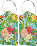 Set of 2 Luggage Tag for Suitcases Tie dye PU Leather Luggage Tag with Full Back Privacy Name ID Card Fun Laggage Tags