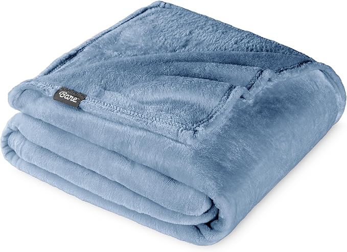 Bare Home Fleece Blanket - Full/Queen - Ultra-Soft Lightweight for Bed, Sofa, and Couch - Luxury Microplush - Cozy Warm Blanket (Full/Queen, Coronet Blue)