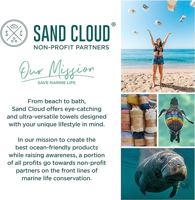 Sand Cloud Turkish Beach Towel - Sand Free - 100% Organic Turkish Cotton Yarn - Quick Dry Towel for Beach, Picnic Blanket or Throw - As Seen on Shark Tank - Mandala (Mint)