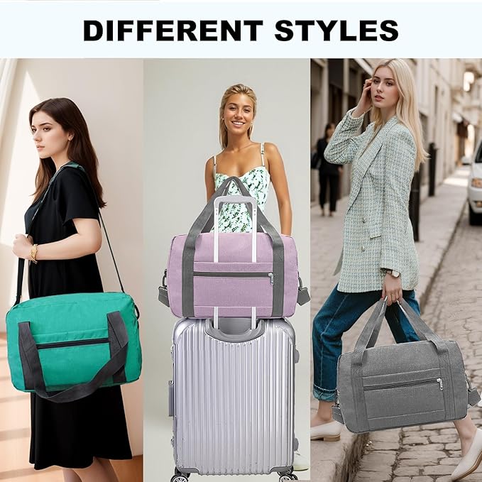 Foldable Carry on Luggage Bag 22x14x9 Personal Item Bag for Airplanes Travel Duffel Bag for Women and Men (40L, Navy)