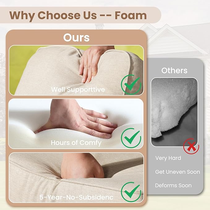 HOOOWOOO Patio Furniture Set,3 Pieces Outdoor Conversation Set,All Weather Wicker Bistro Set Yard Porch High Back Chairs Side Table,Beige
